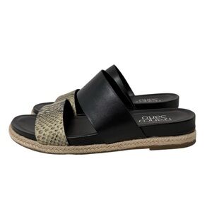 Franco Sarto Babs Snakeskin Black Slide Sandals Womens Size 6.5